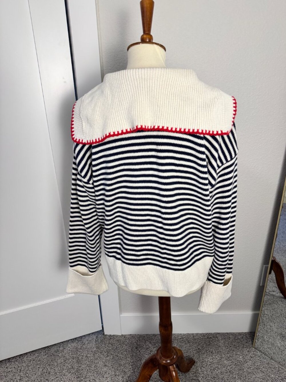 Abercrombie Lobster Nautical Sailor Collar Cardigan Sweater Medium - Picture 3 of 6